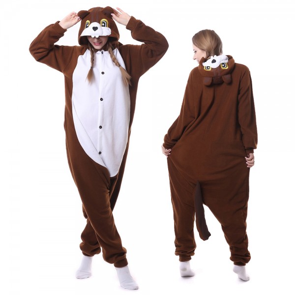 Brown Squirrel Onesie Pajamas for Adult Animal Onesies Cosplay Halloween Costumes