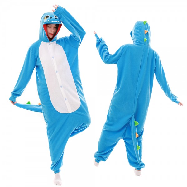 Blue Dragon Onesie Pajamas for Adult Animal Onesies Cosplay Halloween Costumes