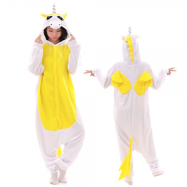Yellow Unicorn Onesie Pajamas for Adult Animal Onesies Cosplay Halloween Costumes