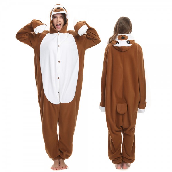 Brown Sloth Onesie Pajamas for Adult Animal Onesies Cosplay Halloween Costumes