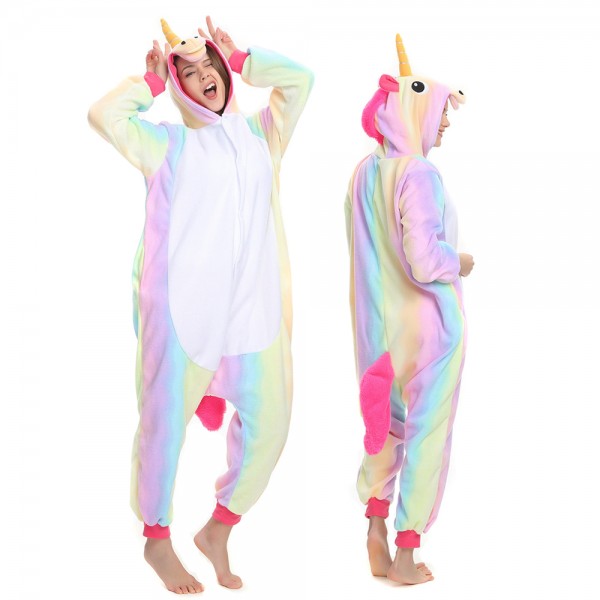 Rainbow Unicorn Onesie Pajamas for Adult Animal Onesies Cosplay Halloween Costumes