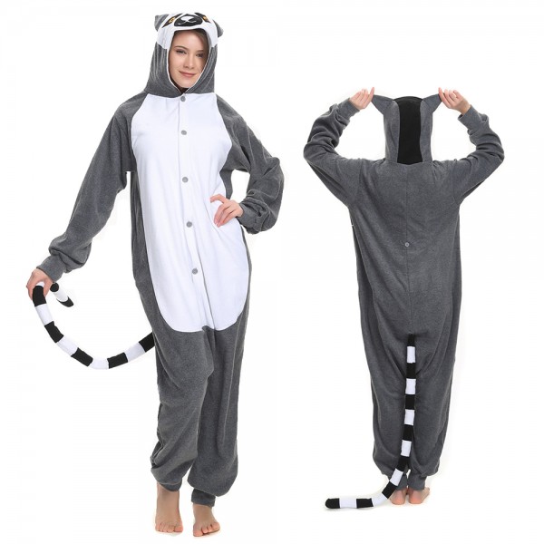 Lemur Onesie Pajamas for Adult Animal Onesies Cosplay Halloween Costumes