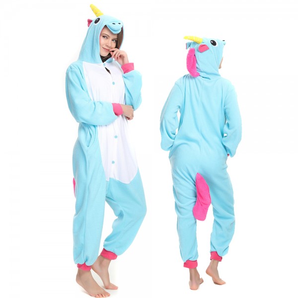 Blue Unicorn Onesie Pajamas for Adult Animal Onesies Cosplay Halloween Costumes