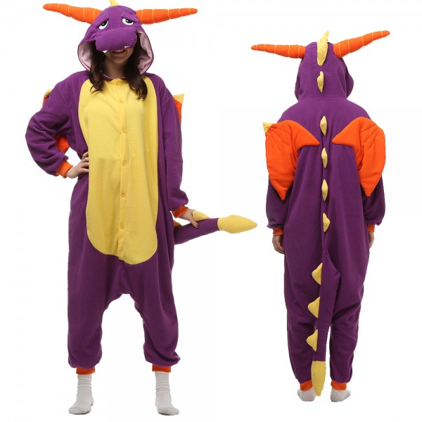 Purple Dragon Onesie Pajamas for Adult Animal Onesies Cosplay Halloween Costumes