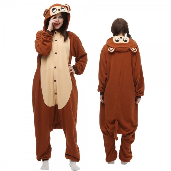 Monkey Onesie Pajamas for Adult Animal Onesies Cosplay Halloween ...