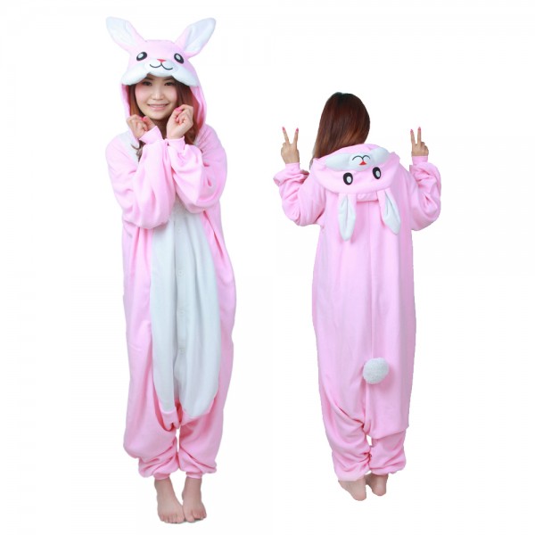 Pink Rabbit Onesie Pajamas for Adult Animal Onesies Cosplay Halloween Costumes
