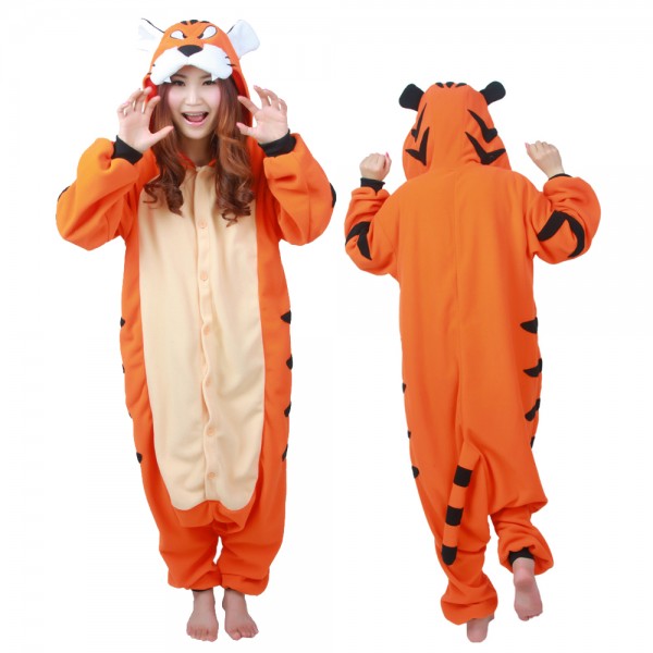 Orange Tiger Onesie Pajamas for Adult Animal Onesies Cosplay Halloween Costumes