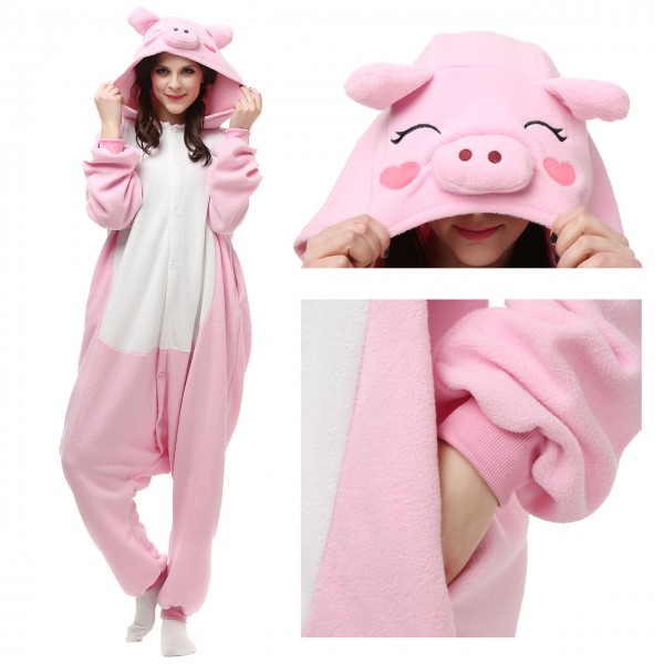 Pink Pig Onesie Pajamas for Adult Animal Onesies Cosplay Halloween Costumes