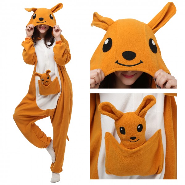 Kangaroo Onesie Pajamas for Adult Animal Onesies Cosplay Halloween Costumes