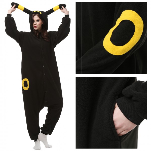 Umbreon Onesie Pajamas for Adult Animal Onesies Cosplay Halloween Costumes