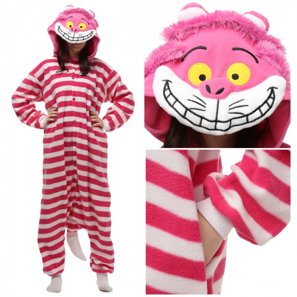 Cheshire Cat Onesie Pajamas for Adult Animal Onesies Cosplay Halloween Costumes