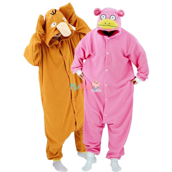 Psyduck & Slowpoke Team Onesie Cute Funny Halloween Costumes for Friends & Couples