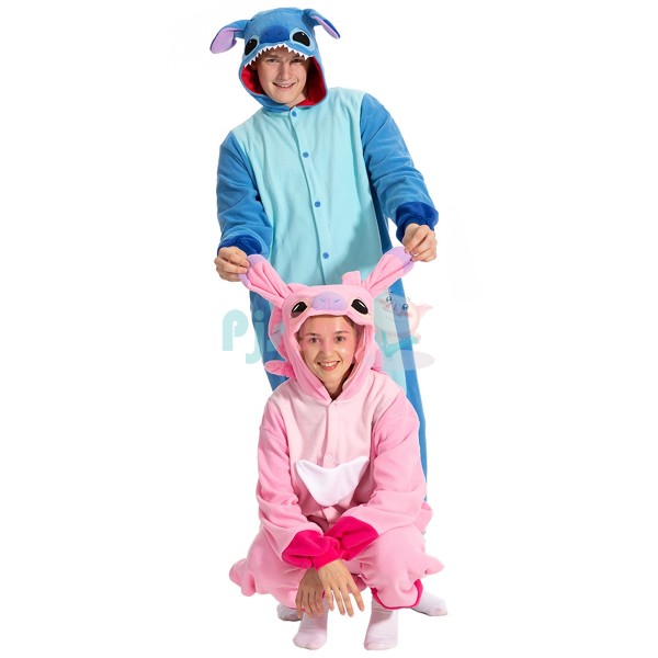 Stitch & Pink Angel Onesie Matching Halloween Costume For Duo