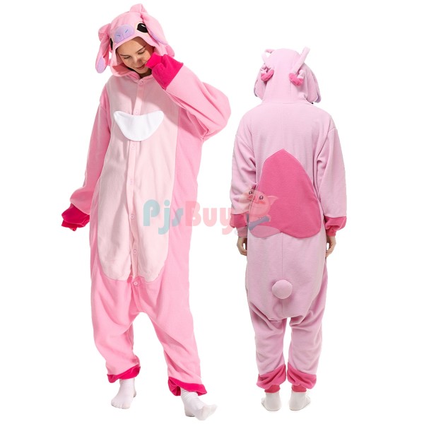 Pink Angel Stitch Onesie Pajamas Adult Cute Easy Halloween Costume