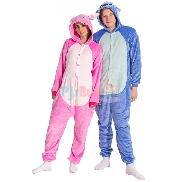 Stitch & Angel Onesie Pajamas Cute Halloween Costume For Couples