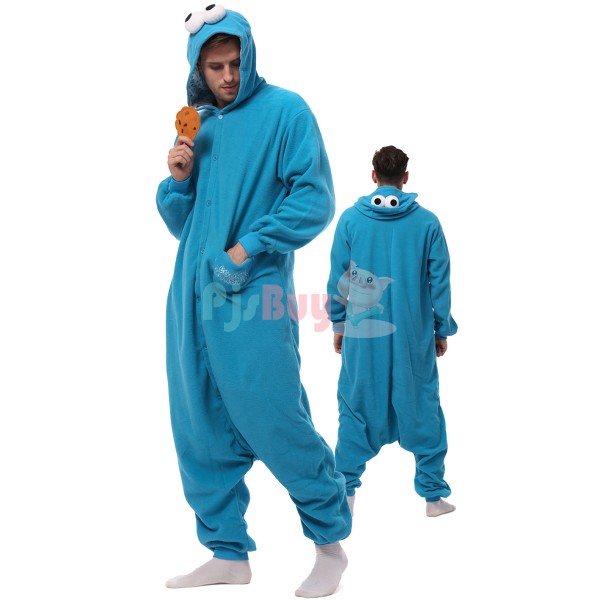 Adult Cookie Monster Halloween Costume Cute Onesie Pajamas