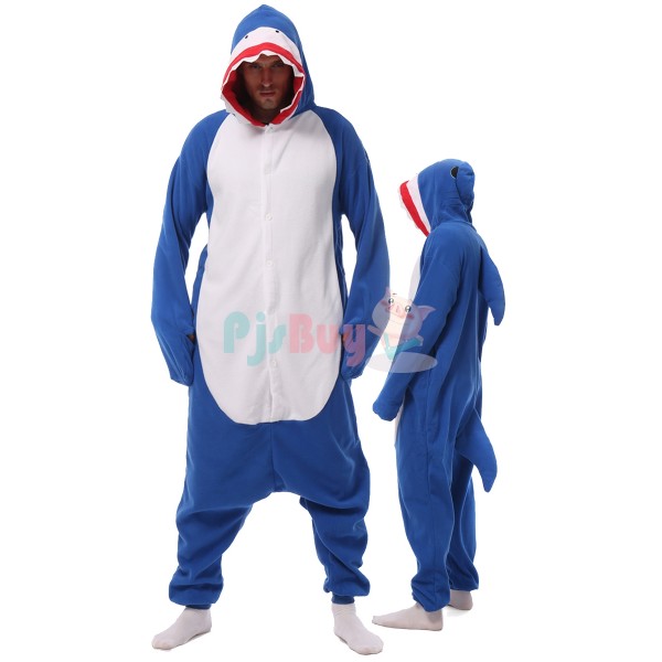 Womens & Mens Shark Onesie Pajamas Cute Easy Halloween Costume