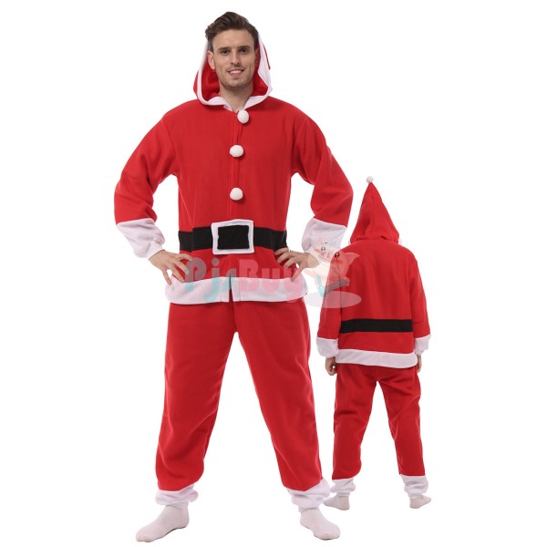 Adult Santa Claus Onesie Easy Cosplay Costume Halloween Christmas Outfit