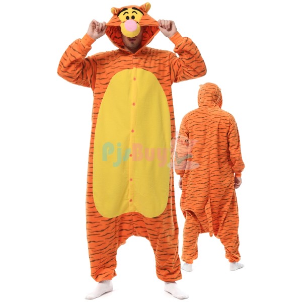 Tigger Onesie Pajamas For Adult Plus Size Halloween Costume Outfit