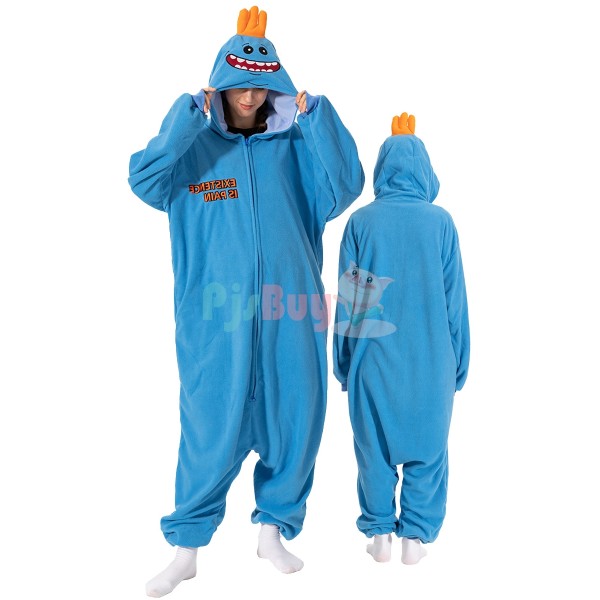 Mr Meeseeks Costume For Adult Onesie Pajamas Easy Cosplay Halloween Idea