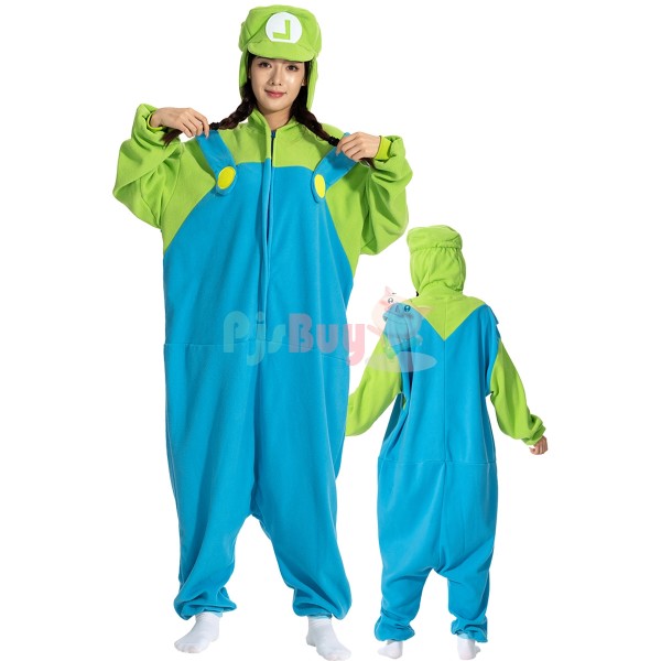 Luigi Costume For Adult Onesie Pajamas Easy Halloween Cosplay Idea