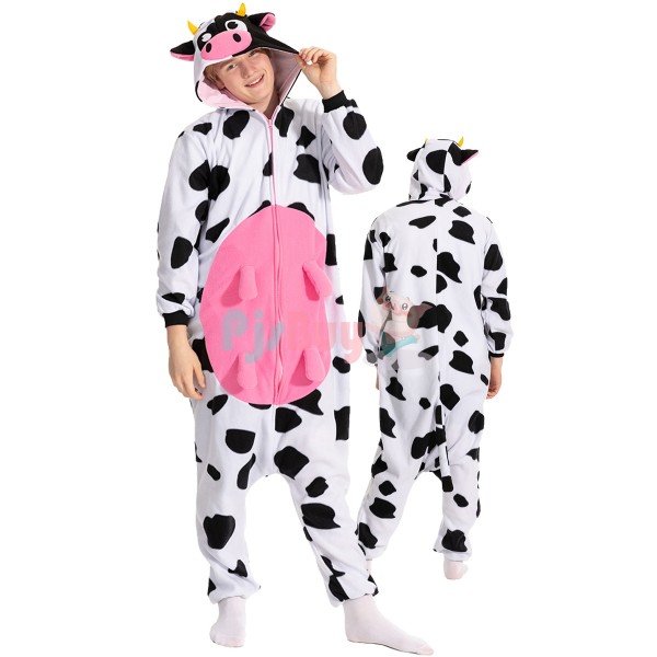 Cow Onesie Pajamas Adult Cow With Udders Costume Halloween Cosplay Idea