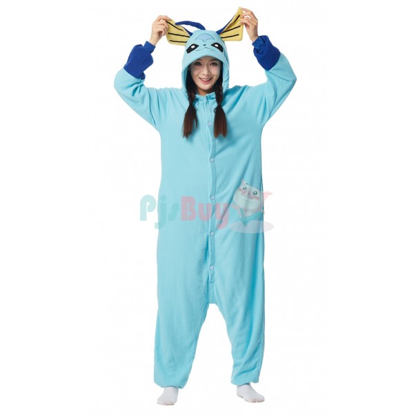 Vaporeon Onesie Pajamas Adult Cosplay Halloween Costume Outfit
