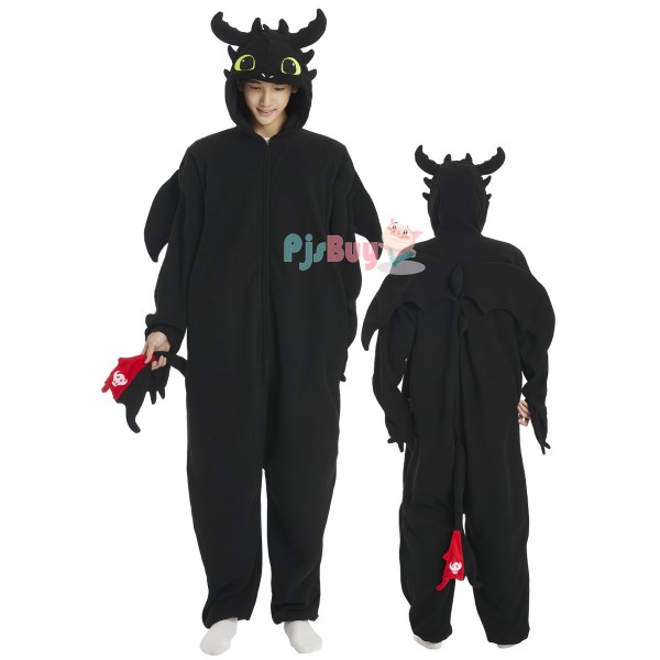 Black Dragon Onesie for Men Easy Halloween Costume Cosplay Outfit