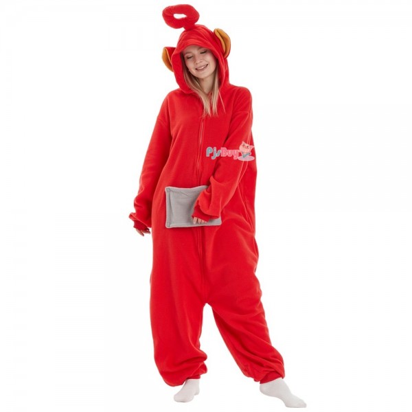 Red Teletubby Onesie for Adult Po Halloween Costume Party Outfit