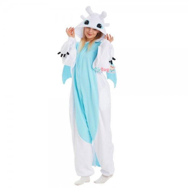 White Dragon Onesie for Adult Cute Easy Halloween Costume Party Outfit