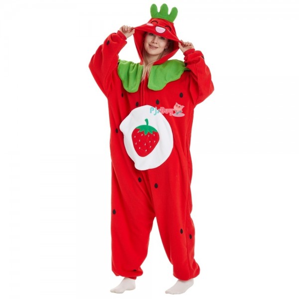 Strawberry Onesie for Adult Cute Fruit Halloween Costume Party Outfit