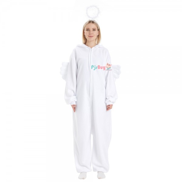 White Angel Onesie for Adult Cute Easy Halloween Costume Party Outfit