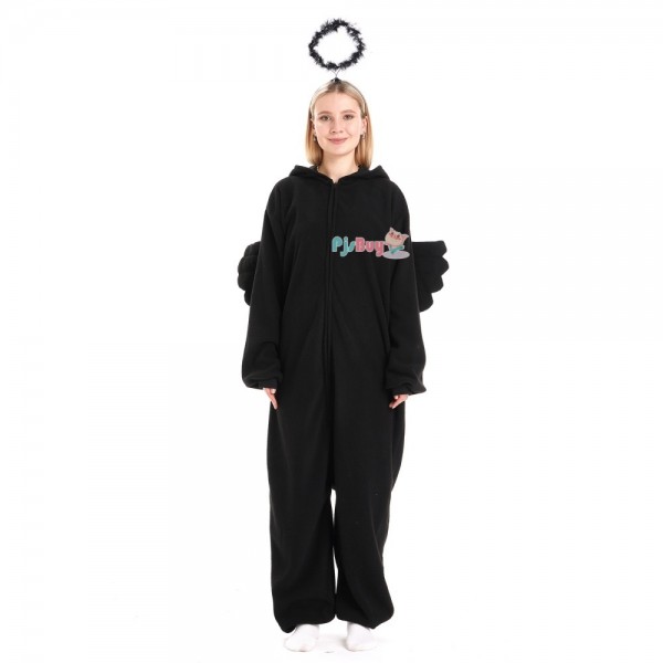 Black Angel Onesie for Adult Cute Easy Halloween Costume Party Outfit