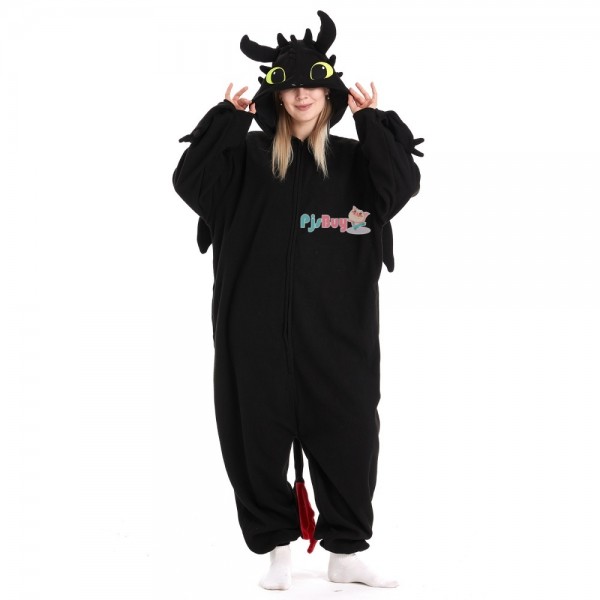 Black Dragon Onesie for Adult Cute Easy Halloween Costume Party Outfit