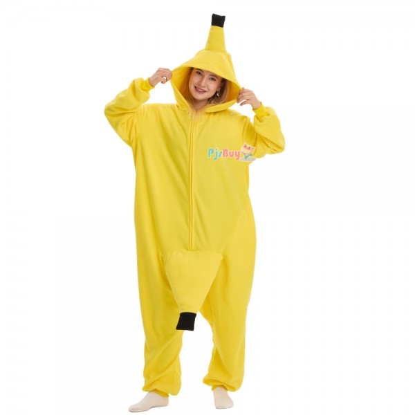 Funny Banana Onesie for Adult Cute Fruit Halloween Costume Party Outfit