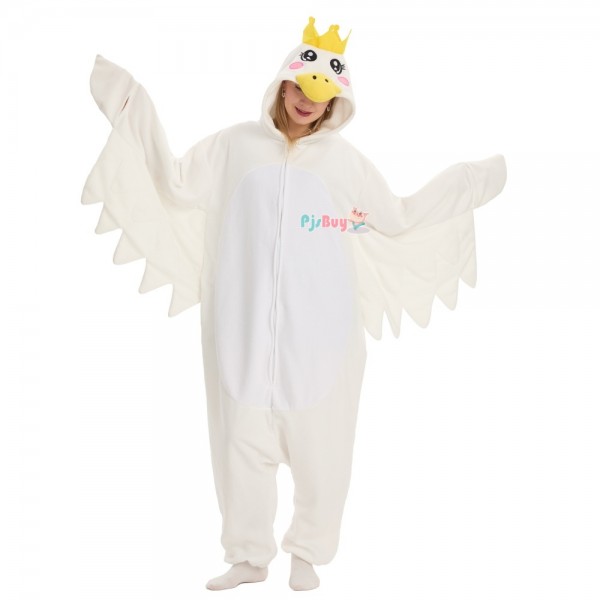 White Swan Onesie for Adult Cute Animal Halloween Costume Party Outfit