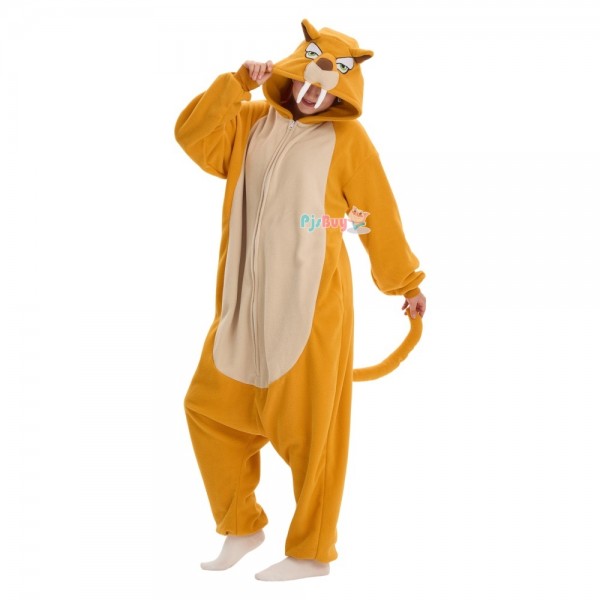 Sabertooth Tiger Onesie for Adult Cute Animal Halloween Costume Party Outfit