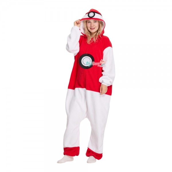 Pokeball Onesie for Adult Cute Easy Halloween Costume Party Outfit