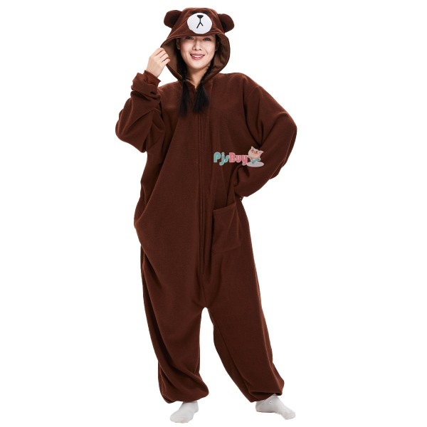 Brown Bear Onesie for Adult Cute Animal Halloween Costume Party Outfit