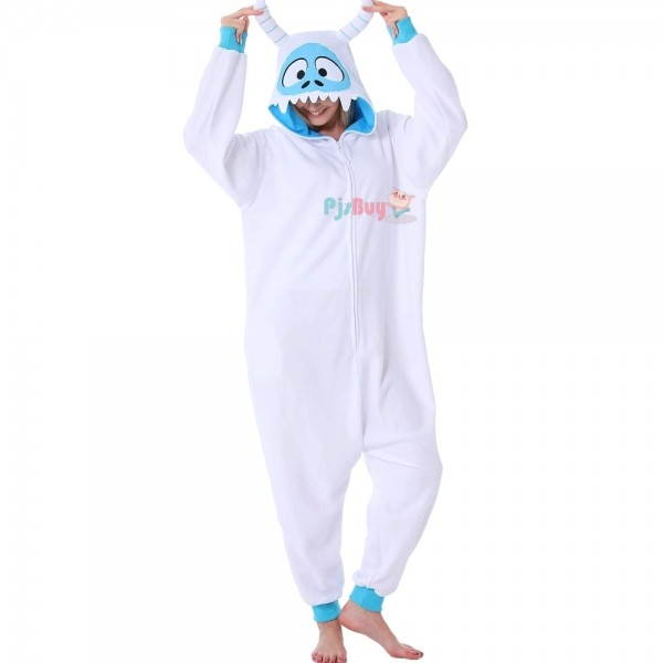 Snow Monster Yeti Costume Outfit for Adult Onesie Pajamas Unisex