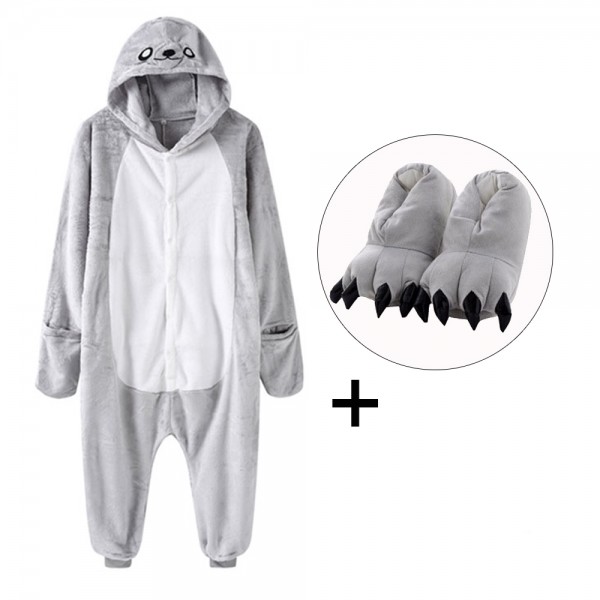 Seal Onesie Pajamas Costume for Adult with Slippers