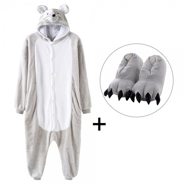 Mouse Onesie Pajamas Costume for Adult with Slippers