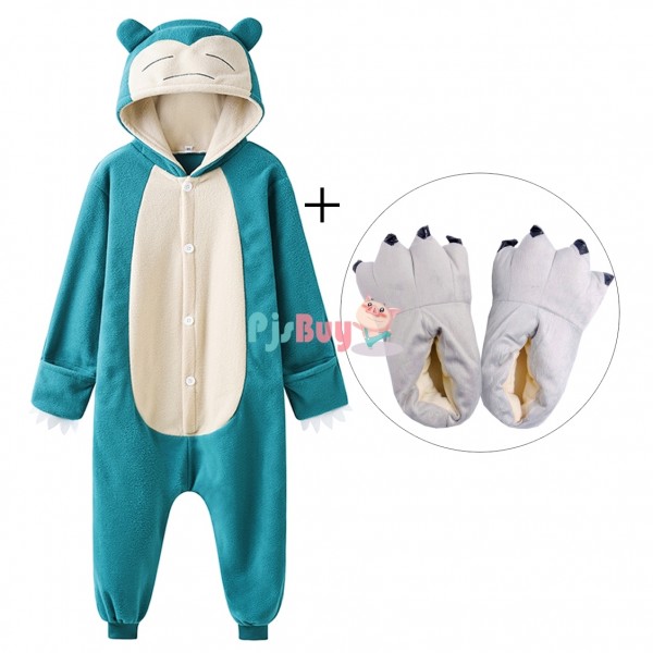 Adults & Kids Snorlax Onesie Simple Cute Halloween Costumes Matching Slippers