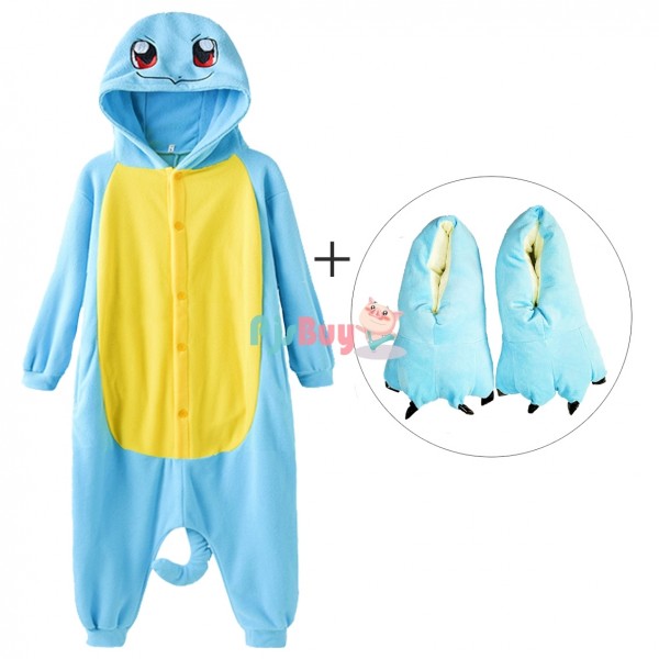 Adults & Toddler Squirtle Onesie Simple Cute Halloween Costumes Matching Slippers