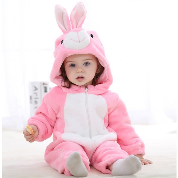 Pink Bunny Baby Boy & Girls Animal Cute Oneises Pajamas Costume