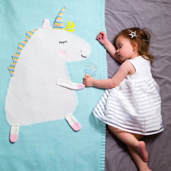 Unicorn Baby Blanket Crochet Knitted Toddler Blanket