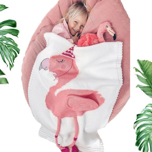 Flamingo Baby Blanket Crochet Knitted Toddler Blanket
