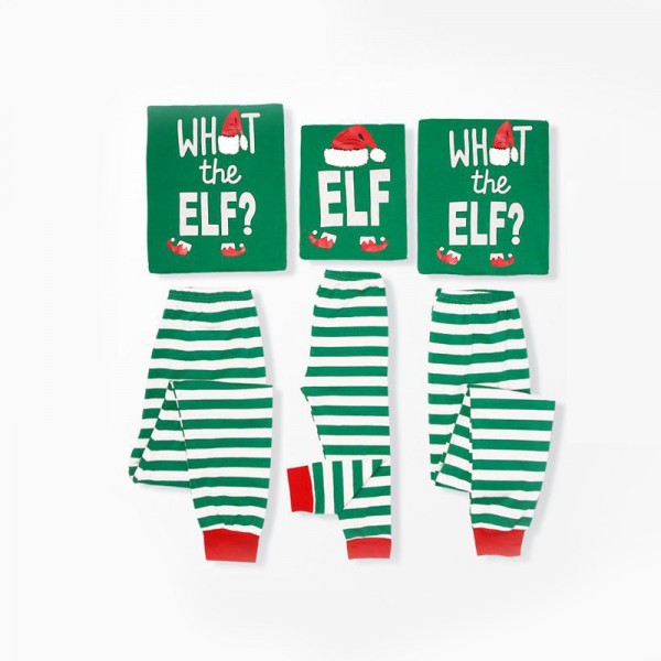 Elf Green Stripes Matching Family Christmas Pajamas