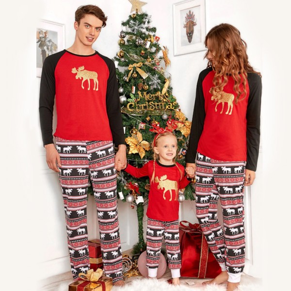 Golden Reindeer Matching Family Christmas Pajamas