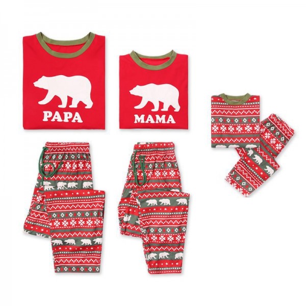 Polar Bear Red Family Pajamas Sets Holiday Pajamas